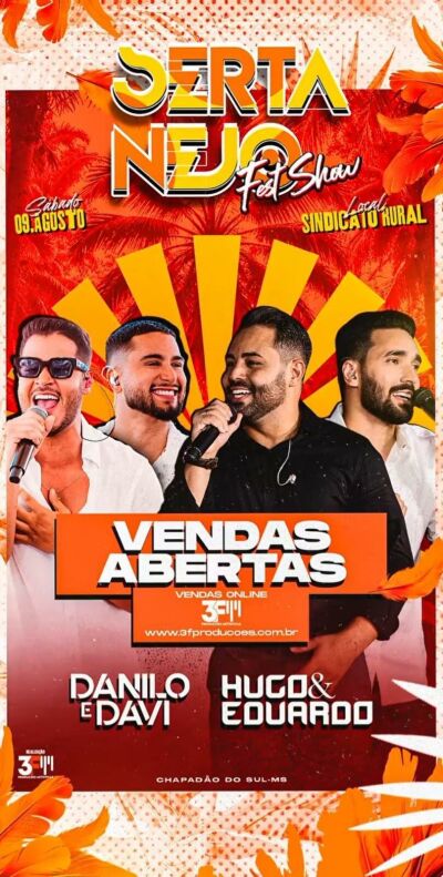 Imagem da notícia Música, emoção e sertanejo: Danilo & Davi, dupla nacional de destaque, se apresentam neste sábado em Chapadão do Sul